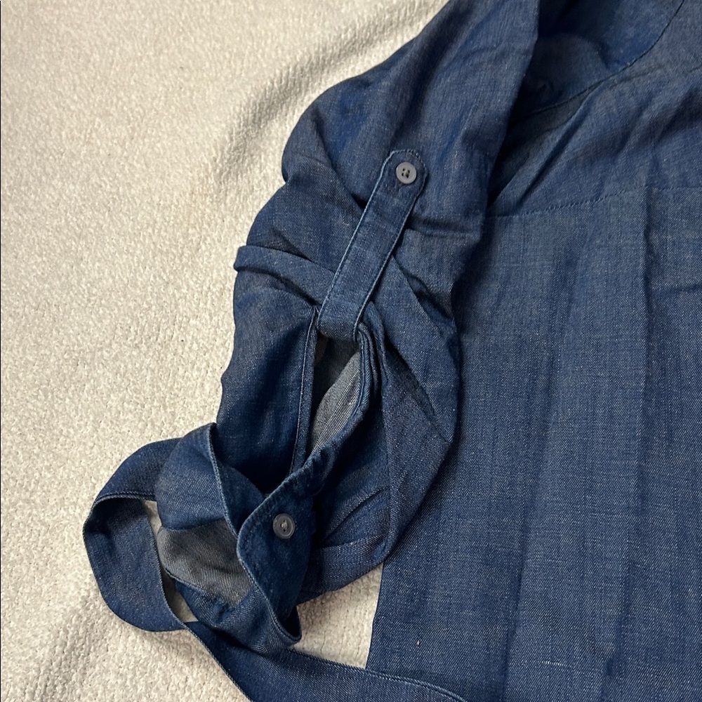 LOFT Blue Button-Down Dress - Picture 5 of 7